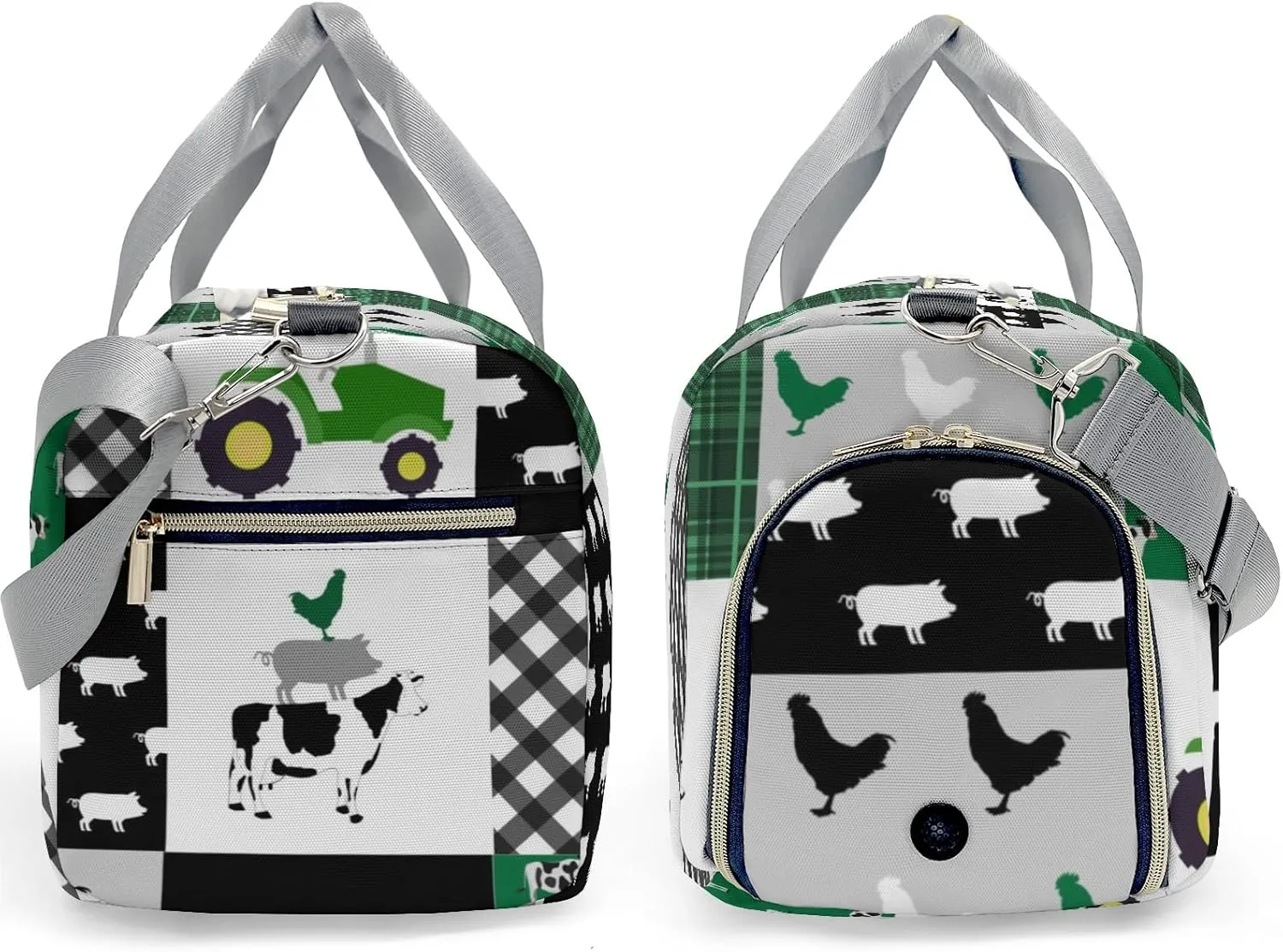 Personalized Farm Cow Rooster Car Green Custom Multi-functional Travel Bag, Unisex Portable Duffel Bag, Short Distance Travel Assistant