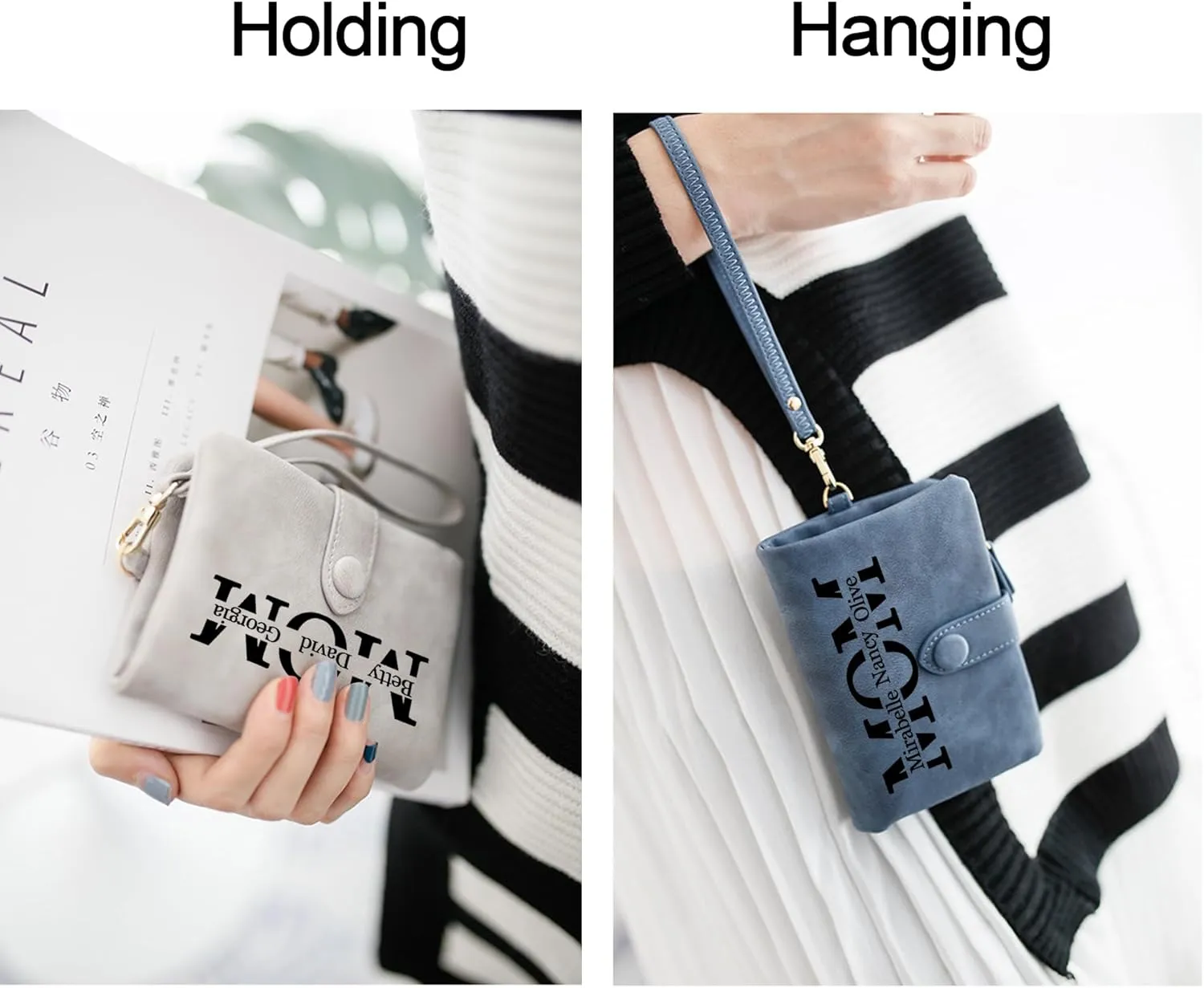 Personalized Gifts for Mom - Custom Womens Wallet with Names, Gifts for Mothers Day Mom Birthday - Customized Ladies Wristlet Wallet Coin Purse Bifold Cards Holder, Green