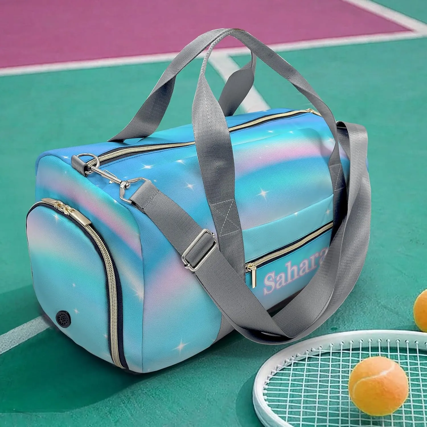 Personalized Girls Gymnastics Rainbow Custom Multi-functional Travel Bag, Unisex Portable Duffel Bag, Short Distance Travel Assistant