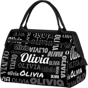 Personalized Gym Duffel Bag with Name Custom Travel Sports Bag for Women Men Waterproof Dance Ballet Bag Lightweight 15.2in, Black