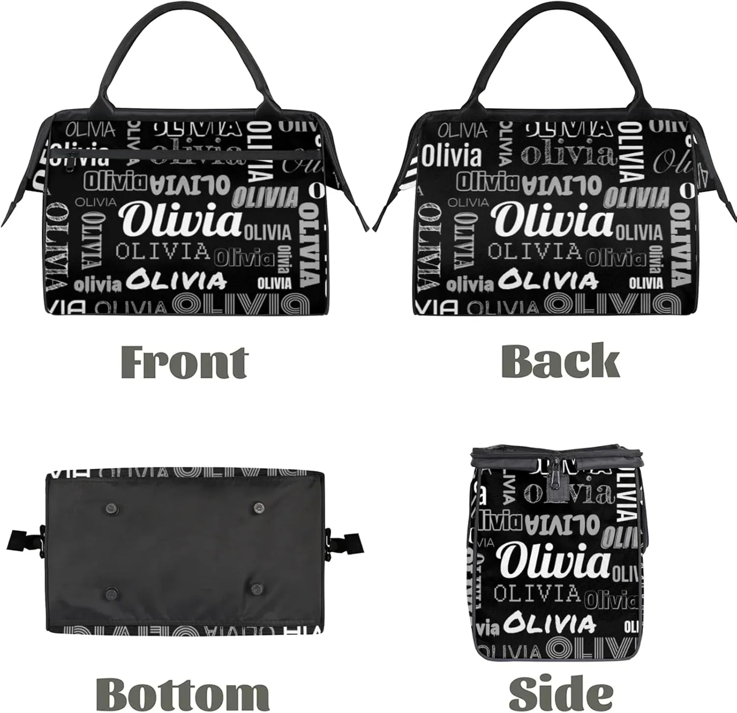 Personalized Gym Duffel Bag with Name Custom Travel Sports Bag for Women Men Waterproof Dance Ballet Bag Lightweight 15.2in, Black