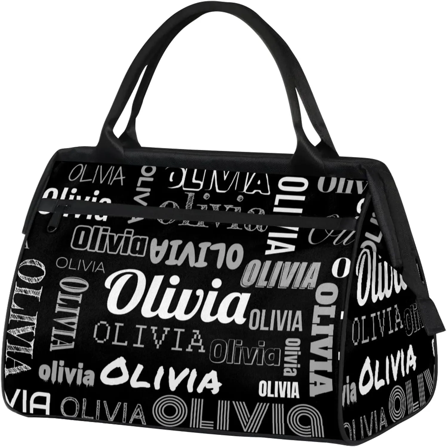 Personalized Gym Duffel Bag with Name Custom Travel Sports Bag for Women Men Waterproof Dance Ballet Bag Lightweight 15.2in, Black
