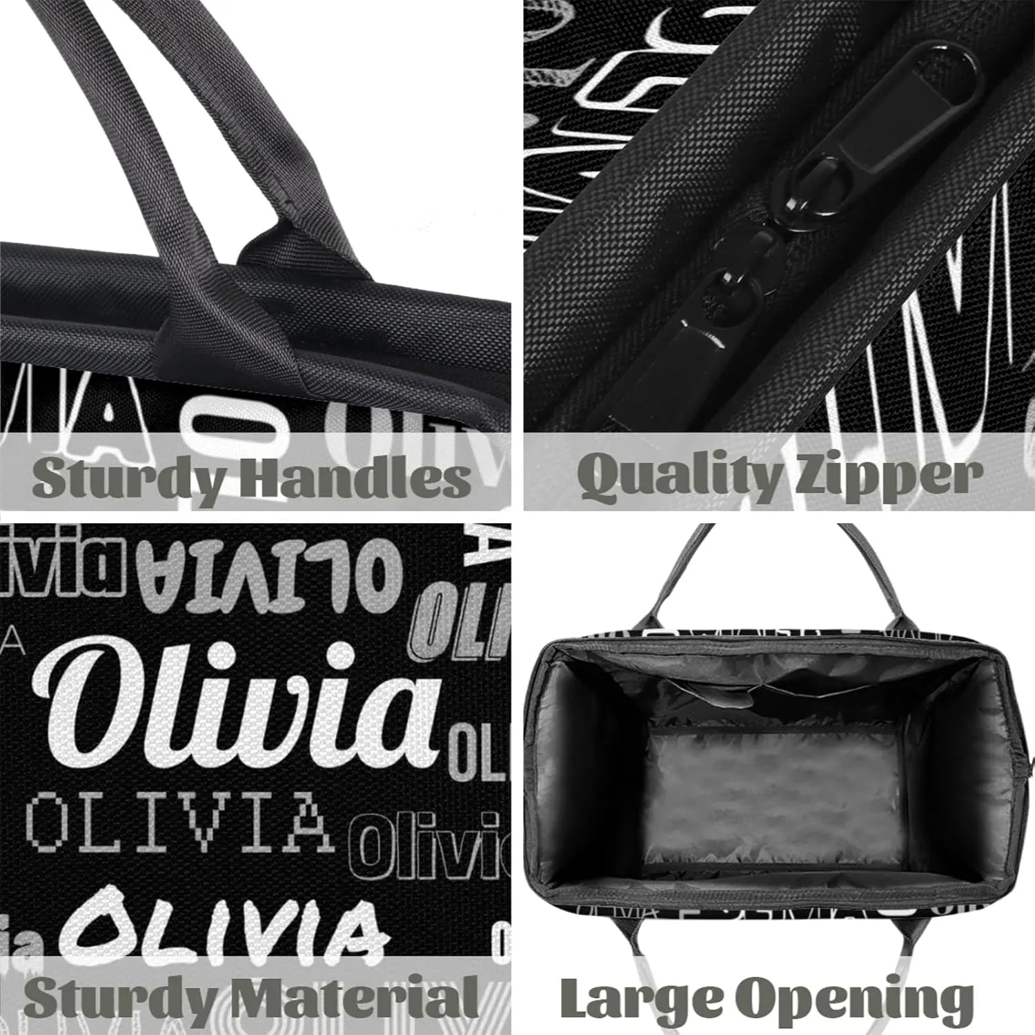Personalized Gym Duffel Bag with Name Custom Travel Sports Bag for Women Men Waterproof Dance Ballet Bag Lightweight 15.2in, Black