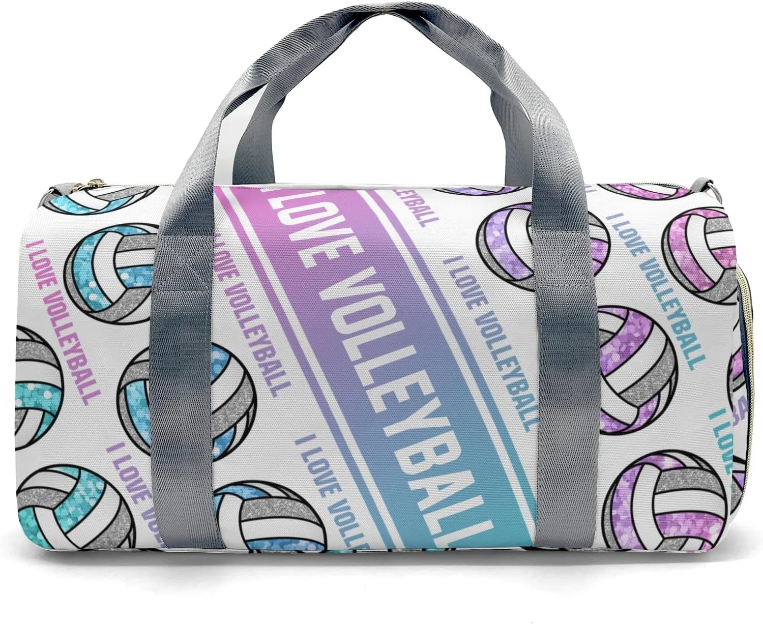 Personalized I Love Volleyball Custom Multi-functional Travel Bag, Unisex Portable Duffel Bag, Short Distance Travel Assistant