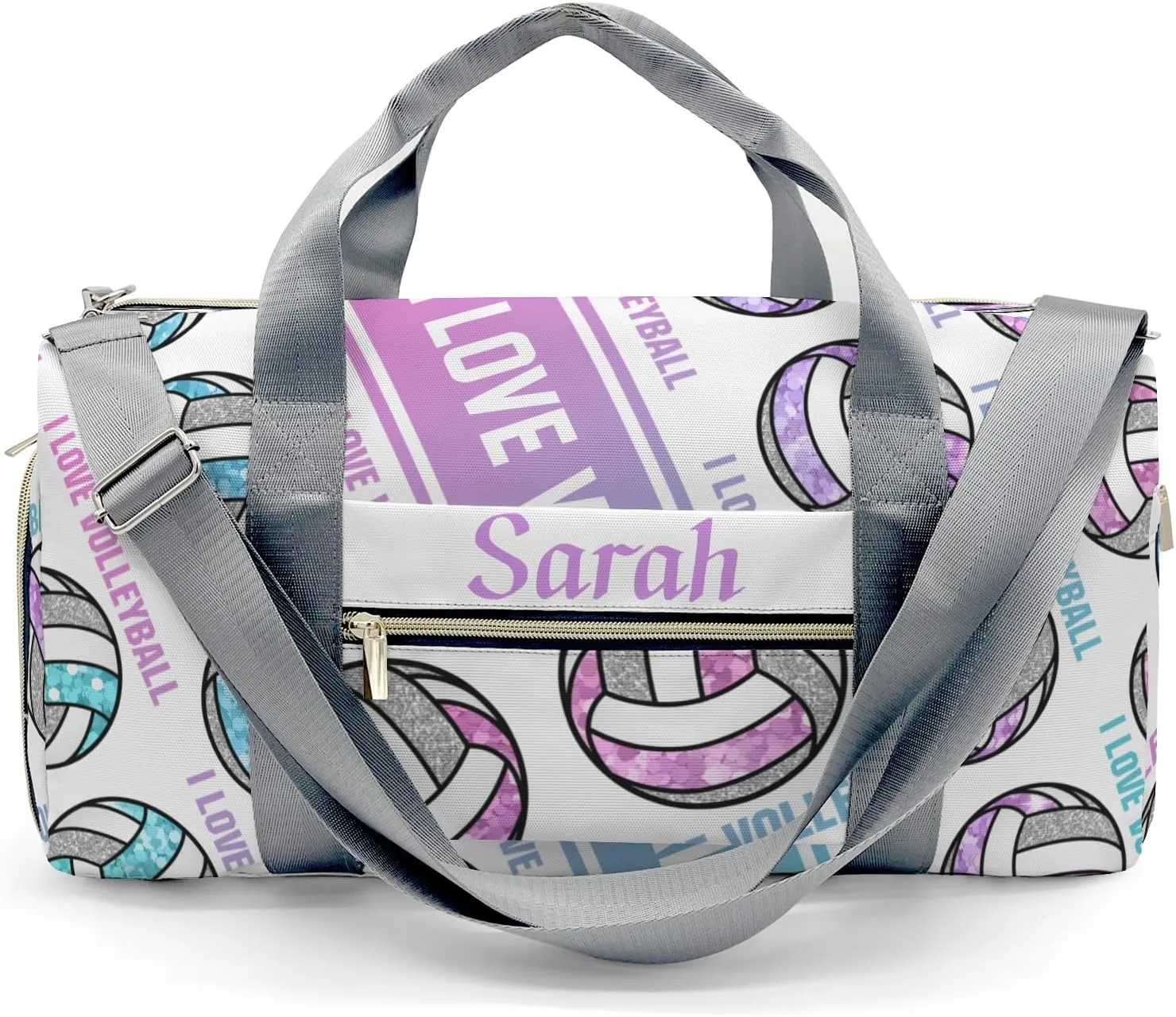 Personalized I Love Volleyball Custom Multi-functional Travel Bag, Unisex Portable Duffel Bag, Short Distance Travel Assistant