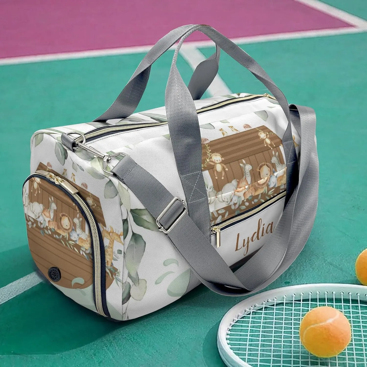 Personalized Jungle Greenery Boat Animals Custom Multi-functional Travel Bag, Unisex Portable Duffel Bag, Short Distance Travel Assistant