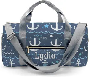 Personalized Marine Wave Anchor Custom Multi-functional Travel Bag, Unisex Portable Duffel Bag, Short Distance Travel Assistant