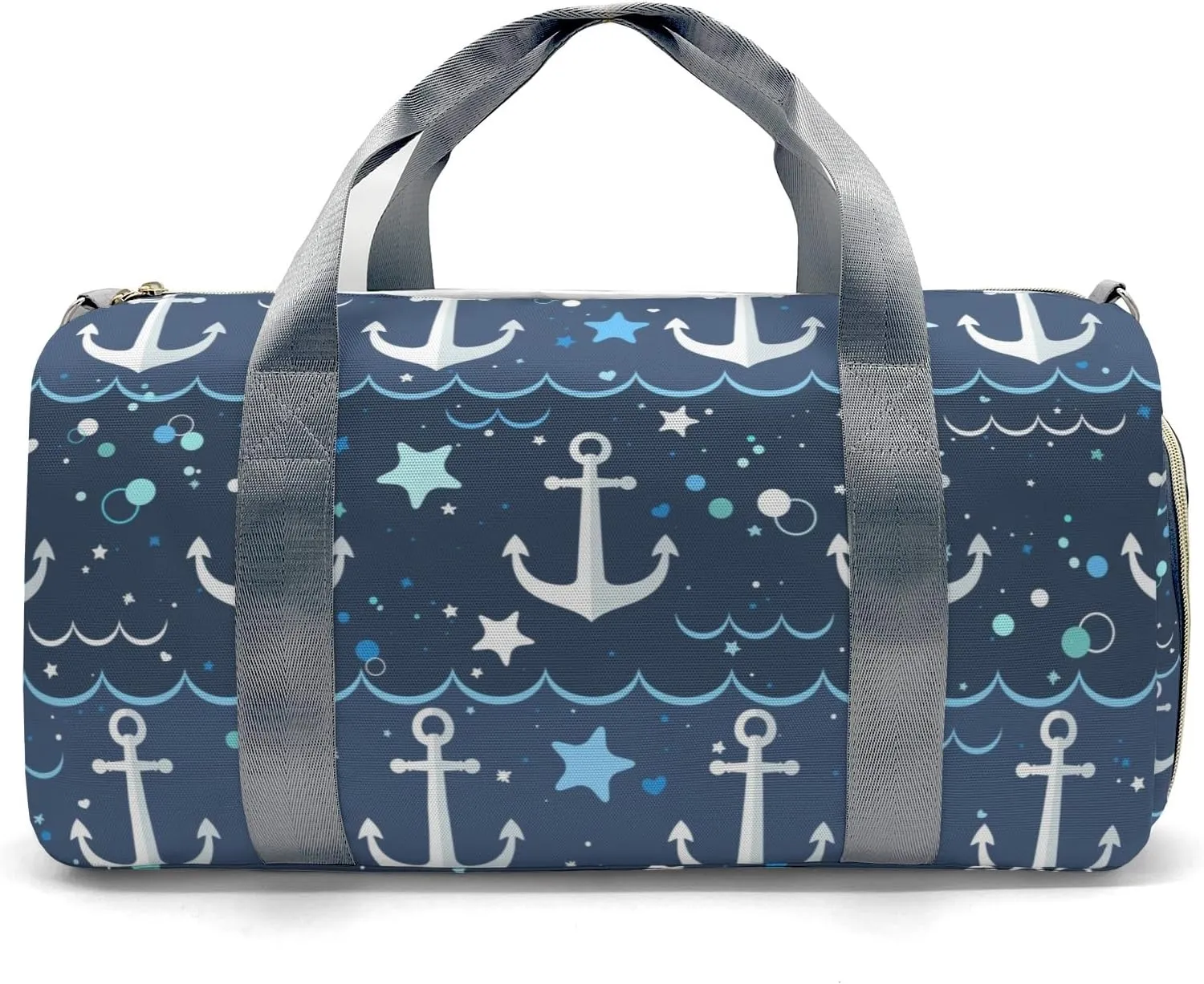Personalized Marine Wave Anchor Custom Multi-functional Travel Bag, Unisex Portable Duffel Bag, Short Distance Travel Assistant