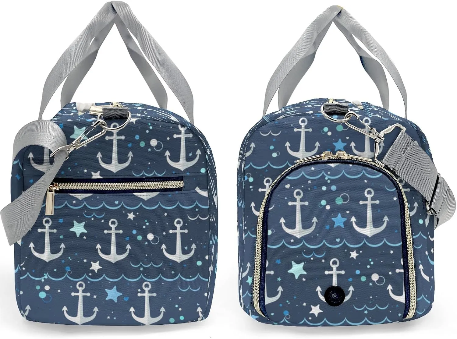 Personalized Marine Wave Anchor Custom Multi-functional Travel Bag, Unisex Portable Duffel Bag, Short Distance Travel Assistant