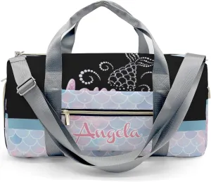 Personalized Mermaid Princess Bow Unicorn Customized Multi-functional Handbag Travel Bag,Unisex Short Trip Portable Duffel Bag