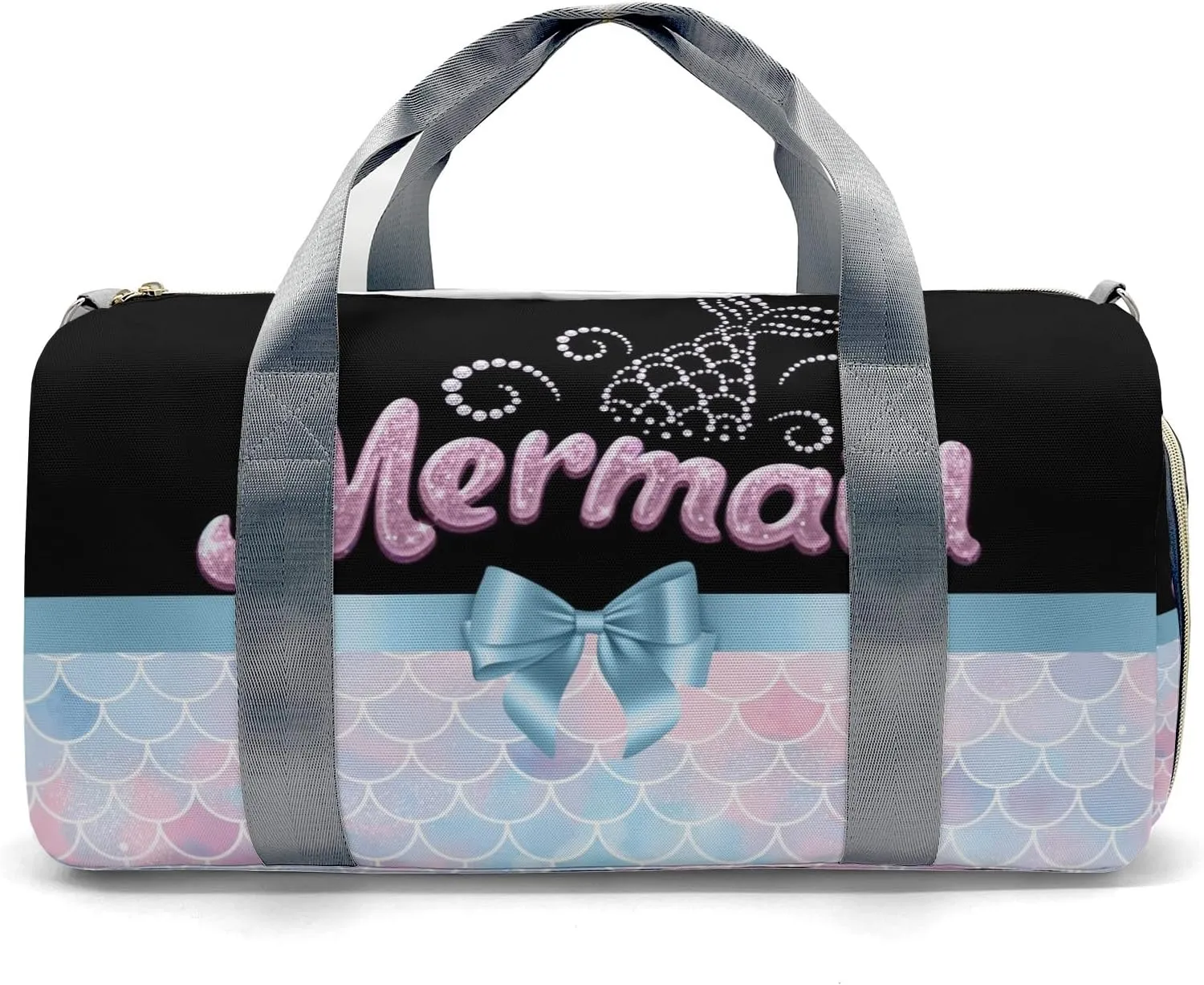 Personalized Mermaid Princess Bow Unicorn Customized Multi-functional Handbag Travel Bag,Unisex Short Trip Portable Duffel Bag