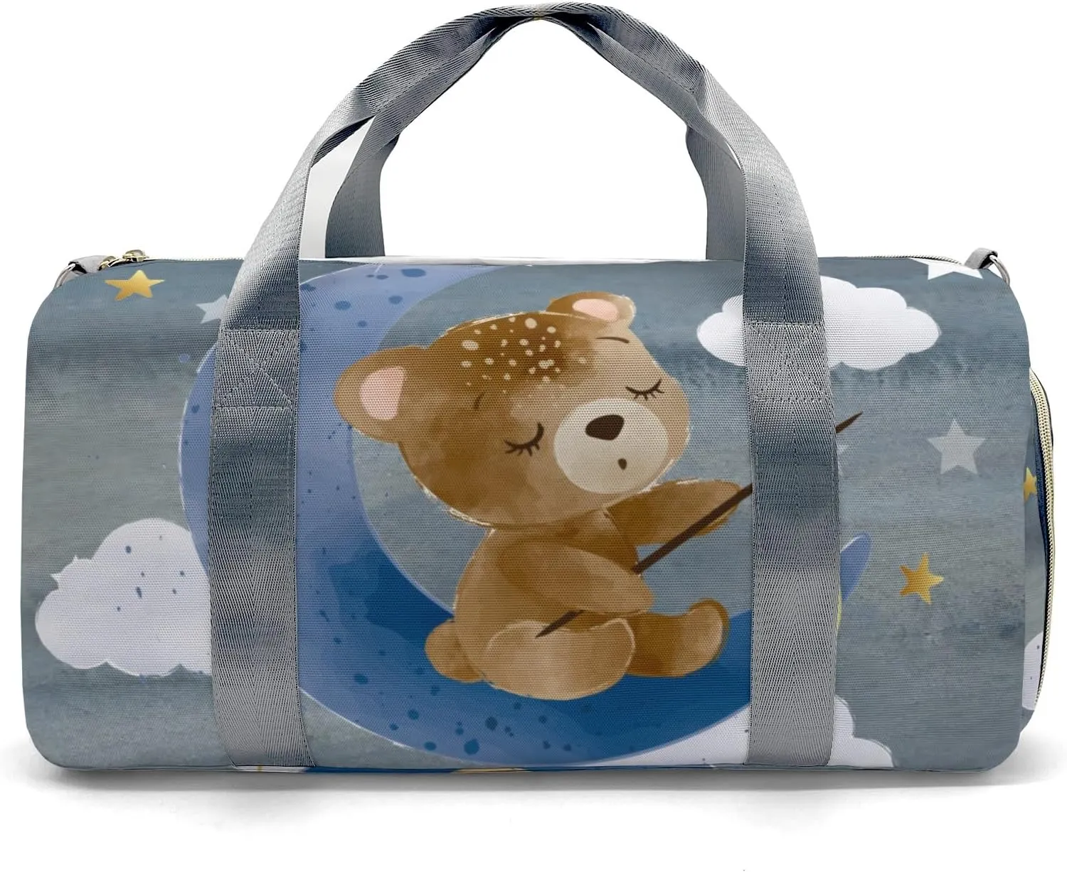 Personalized Moon Stars Bear Custom Multi-functional Travel Bag, Unisex Portable Duffel Bag, Short Distance Travel Assistant