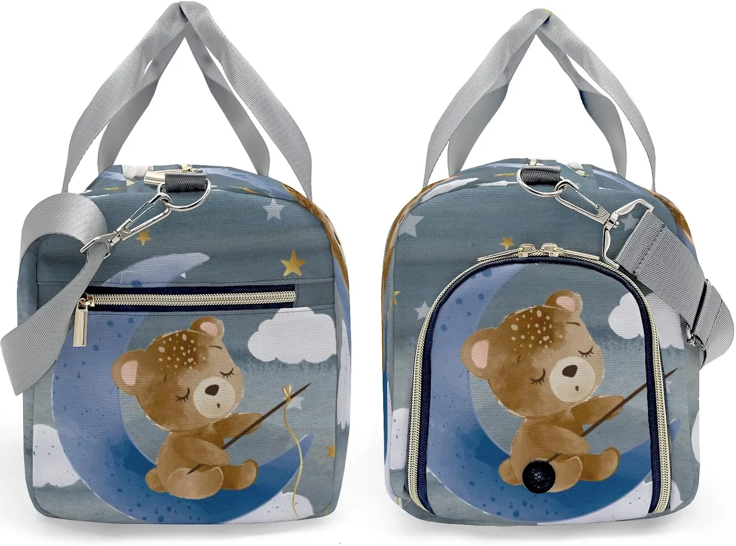 Personalized Moon Stars Bear Custom Multi-functional Travel Bag, Unisex Portable Duffel Bag, Short Distance Travel Assistant