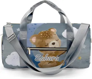 Personalized Moon Stars Bear Custom Multi-functional Travel Bag, Unisex Portable Duffel Bag, Short Distance Travel Assistant
