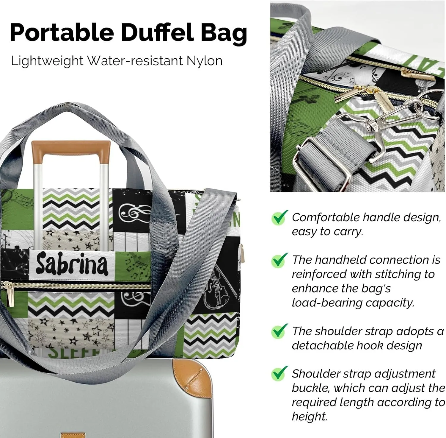 Personalized Music Custom Multi-functional Travel Bag, Unisex Portable Duffel Bag, Short Distance Travel Assistant