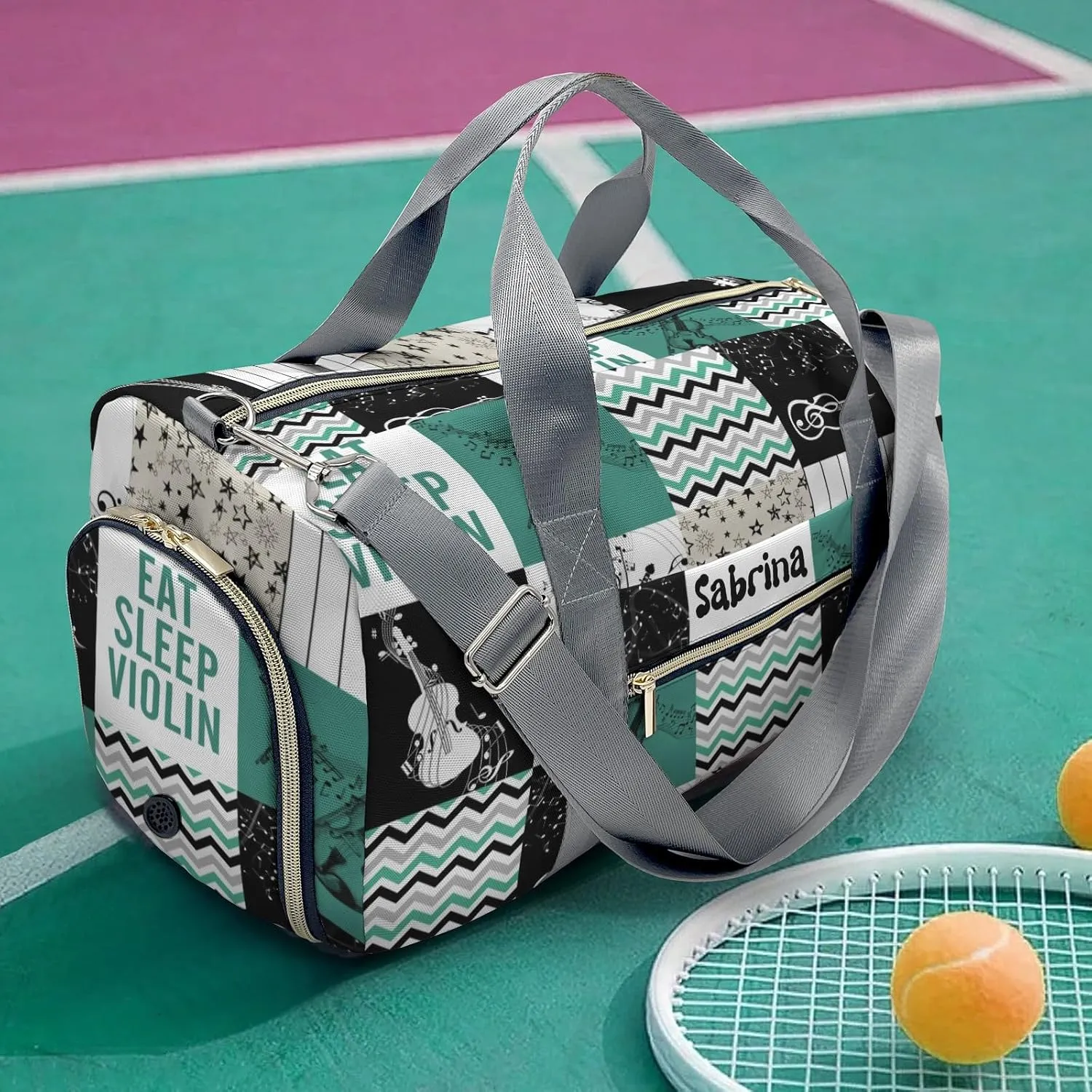Personalized Music Green Custom Multi-functional Travel Bag, Unisex Portable Duffel Bag, Short Distance Travel Assistant