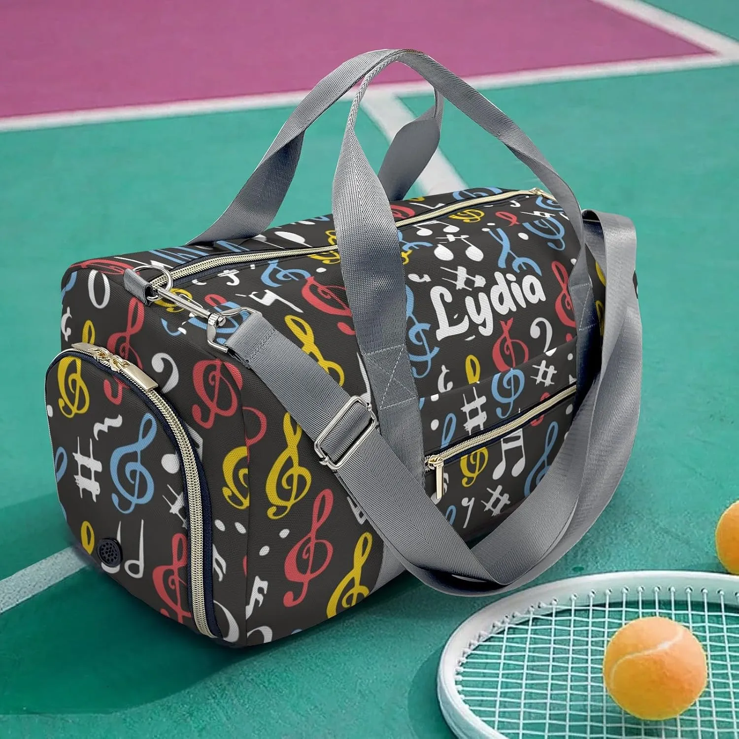 Personalized Music Notes Symbols Diamond Custom Multi-functional Travel Bag, Unisex Portable Duffel Bag, Short Distance Travel Assistant.