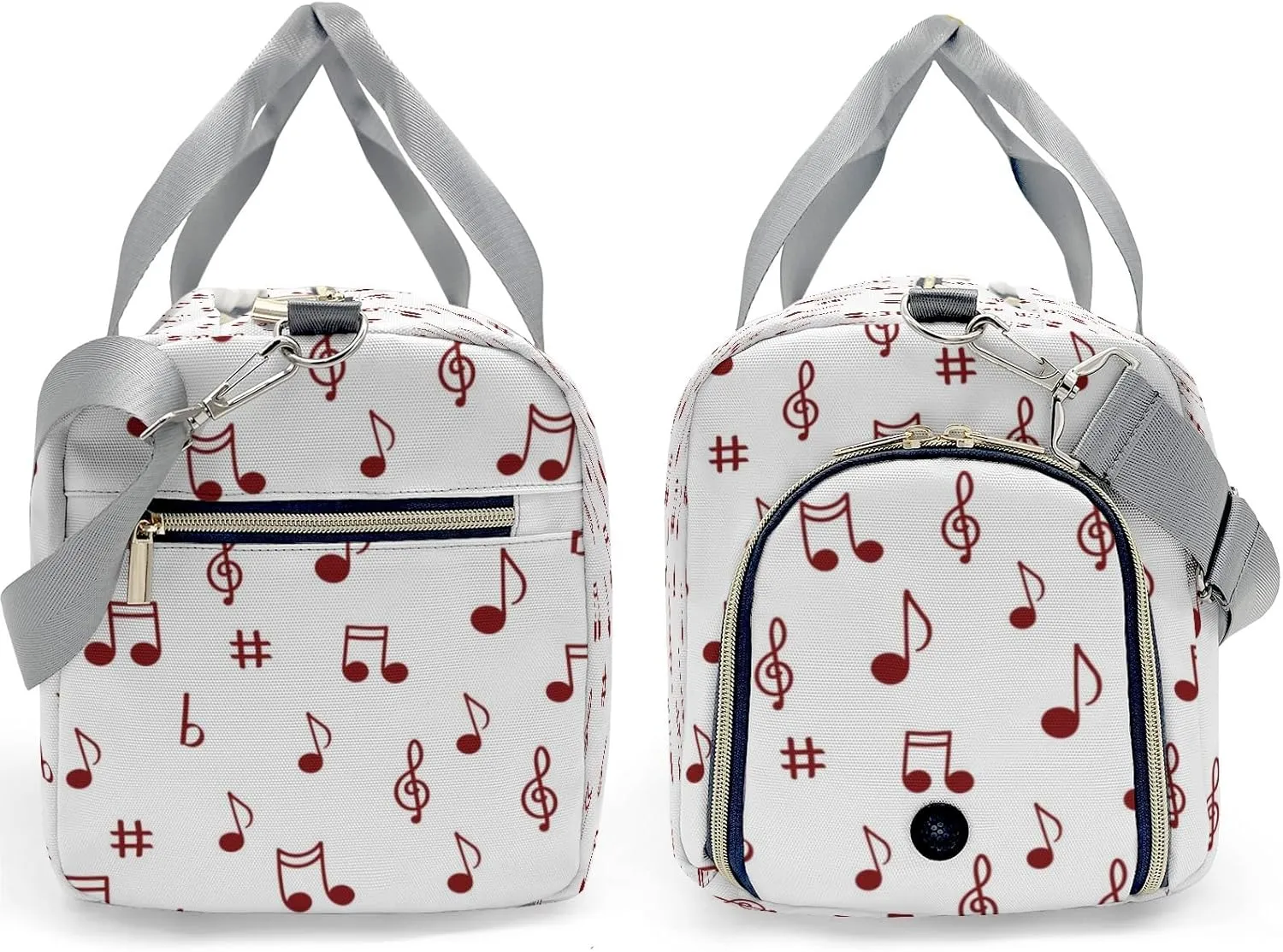 Personalized Musical Note Clef Red Custom Multi-functional Travel Bag, Unisex Portable Duffel Bag, Short Distance Travel Assistant.