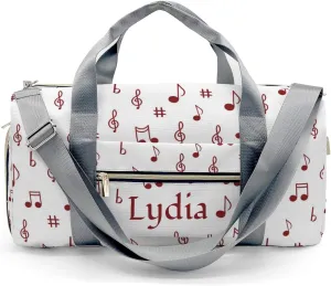 Personalized Musical Note Clef Red Custom Multi-functional Travel Bag, Unisex Portable Duffel Bag, Short Distance Travel Assistant.