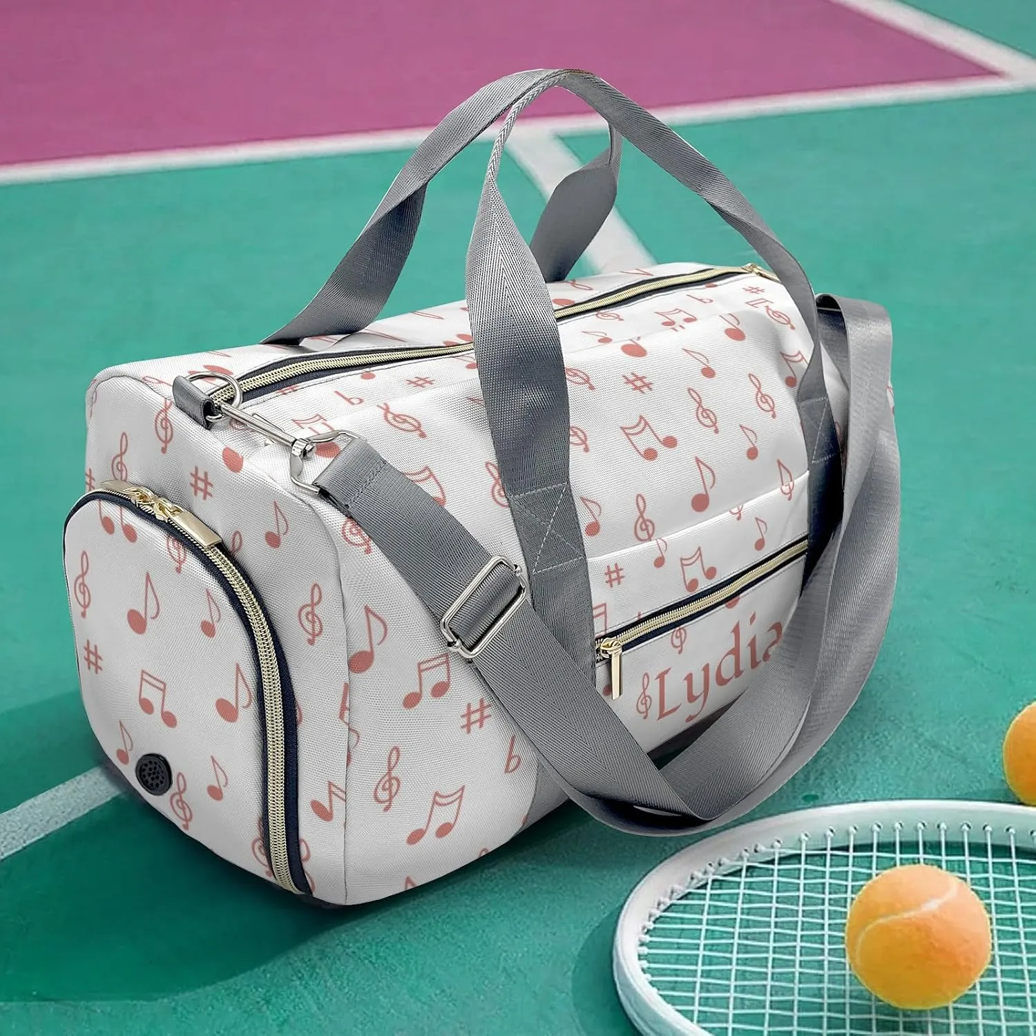 Personalized Musical Note Clef Rose Custom Multi-functional Travel Bag, Unisex Portable Duffel Bag, Short Distance Travel Assistant.