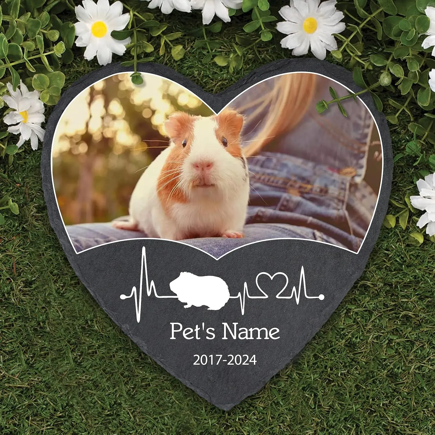 Personalized Pet Guniea Pig Memorial Stones with Photo, Guniea Pig Headstone Gravestone, Hamster Memorial Plaque Headstone, Custom Pet Memorial Sympathy Gifts for Loss of Guniea Pig Hamster