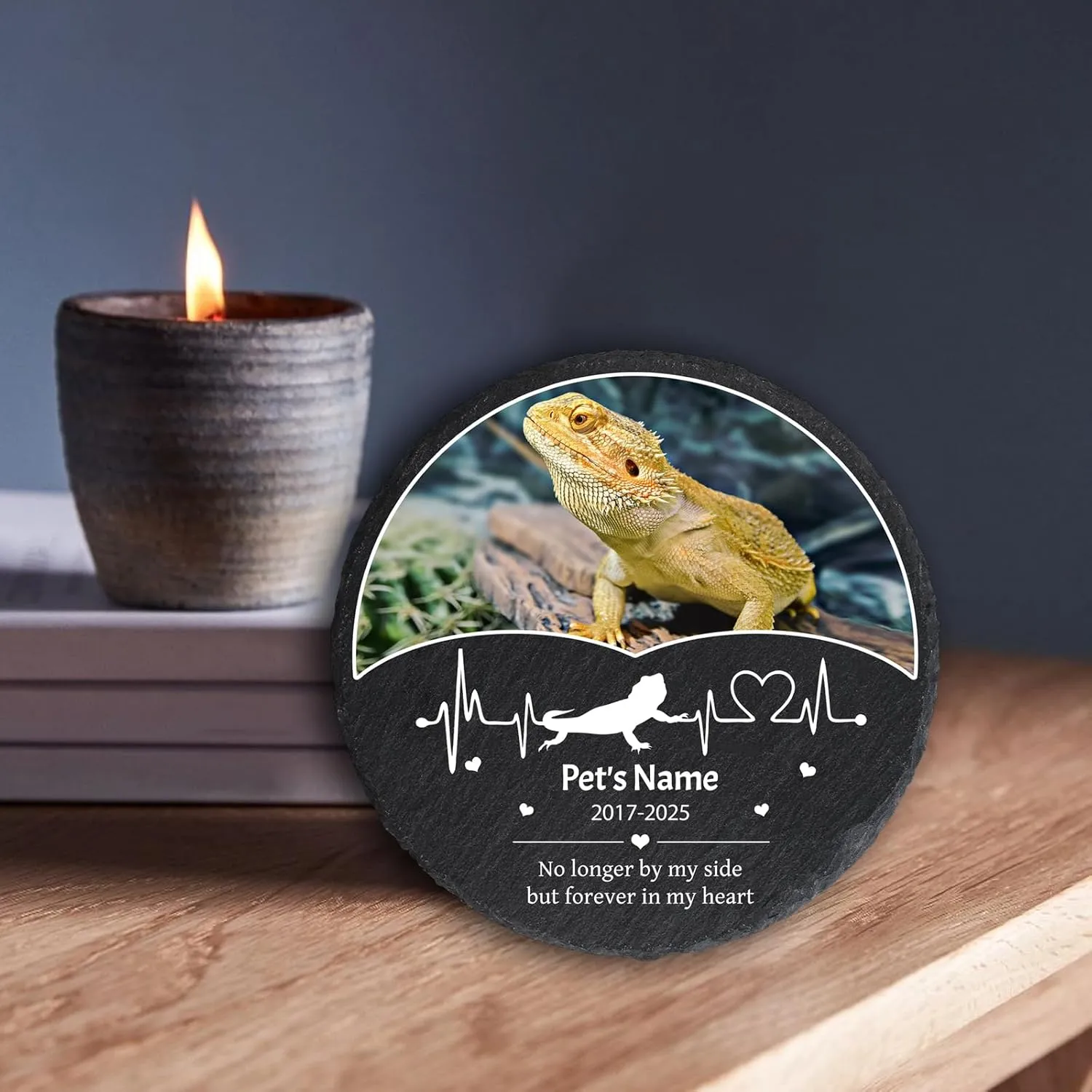 Personalized Pet Memorial Gifts for Loss of Bearded Dragon, Custom Photo Pet Memorial Stone for Bearded Dragon, Lizard Memorial Stone, Bearded Dragon Grave Marker Headstone Remembrance Plaque