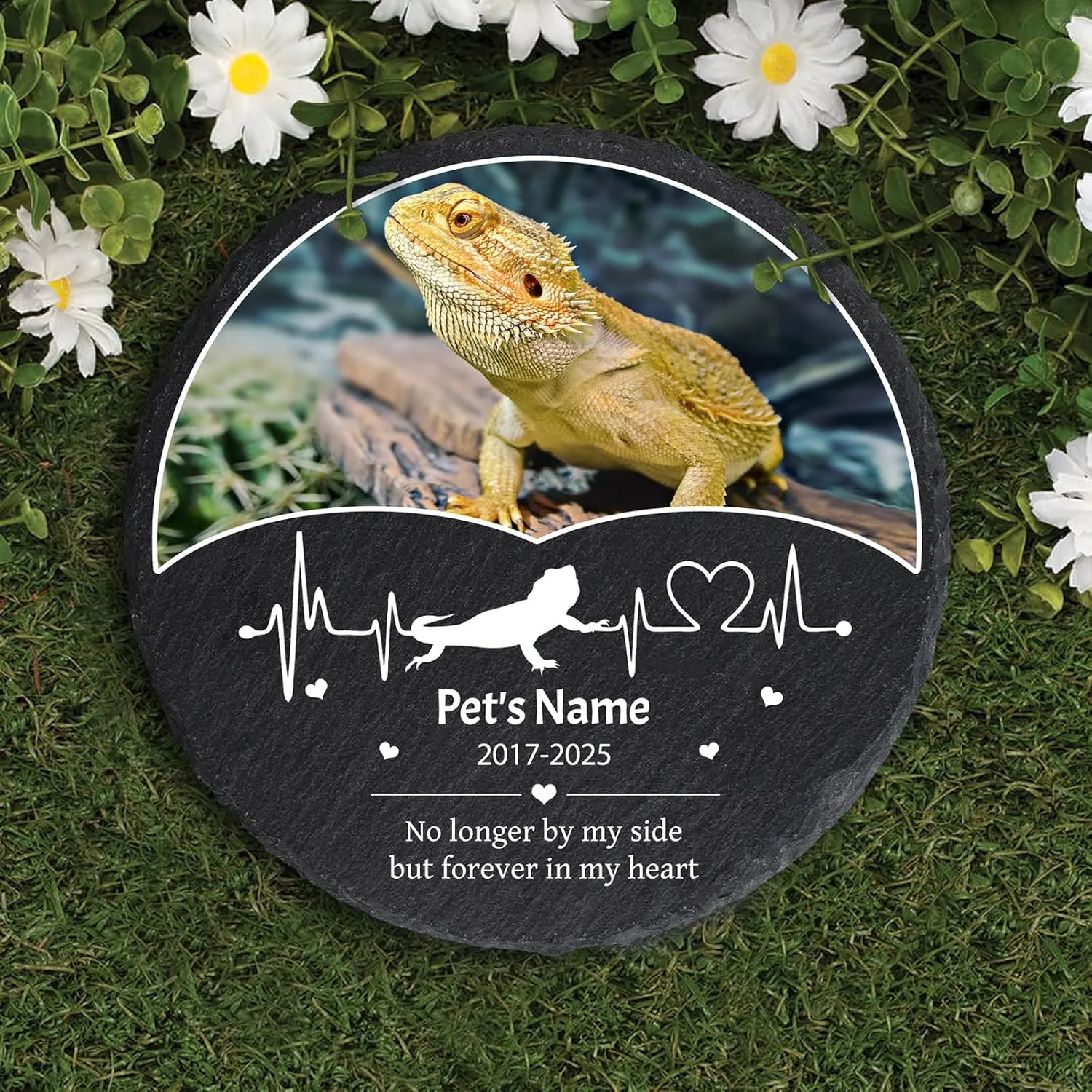 Personalized Pet Memorial Gifts for Loss of Bearded Dragon, Custom Photo Pet Memorial Stone for Bearded Dragon, Lizard Memorial Stone, Bearded Dragon Grave Marker Headstone Remembrance Plaque