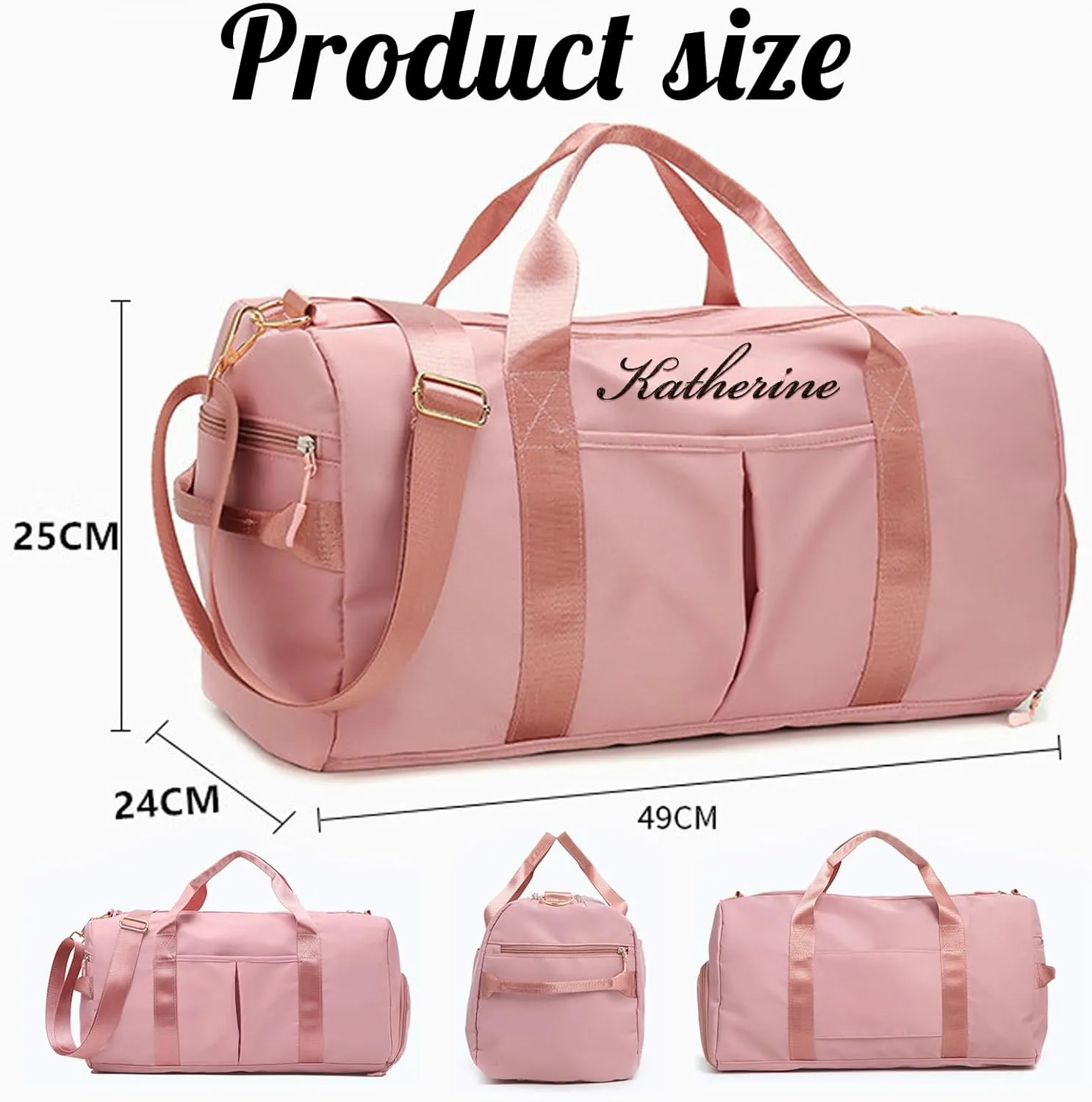 Personalized Sport Duffel Bag, Custom Embroidered Sports Gym Bag with Name Text Logo, Travel Duffel, Dance Bag, Weekender Bag, Overnight Bag, Travel Bag for Women Girls