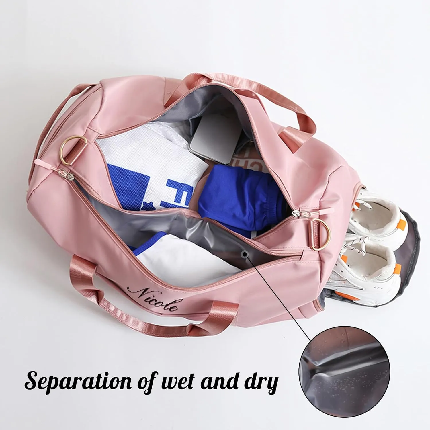 Personalized Sport Duffel Bag Custom Name Embroidered - Sport Duffel Bag Dry Wet Separated Gym Bag Weekender Bag, Travel Bag with Wet Dry Pockets & Shoe Compartment