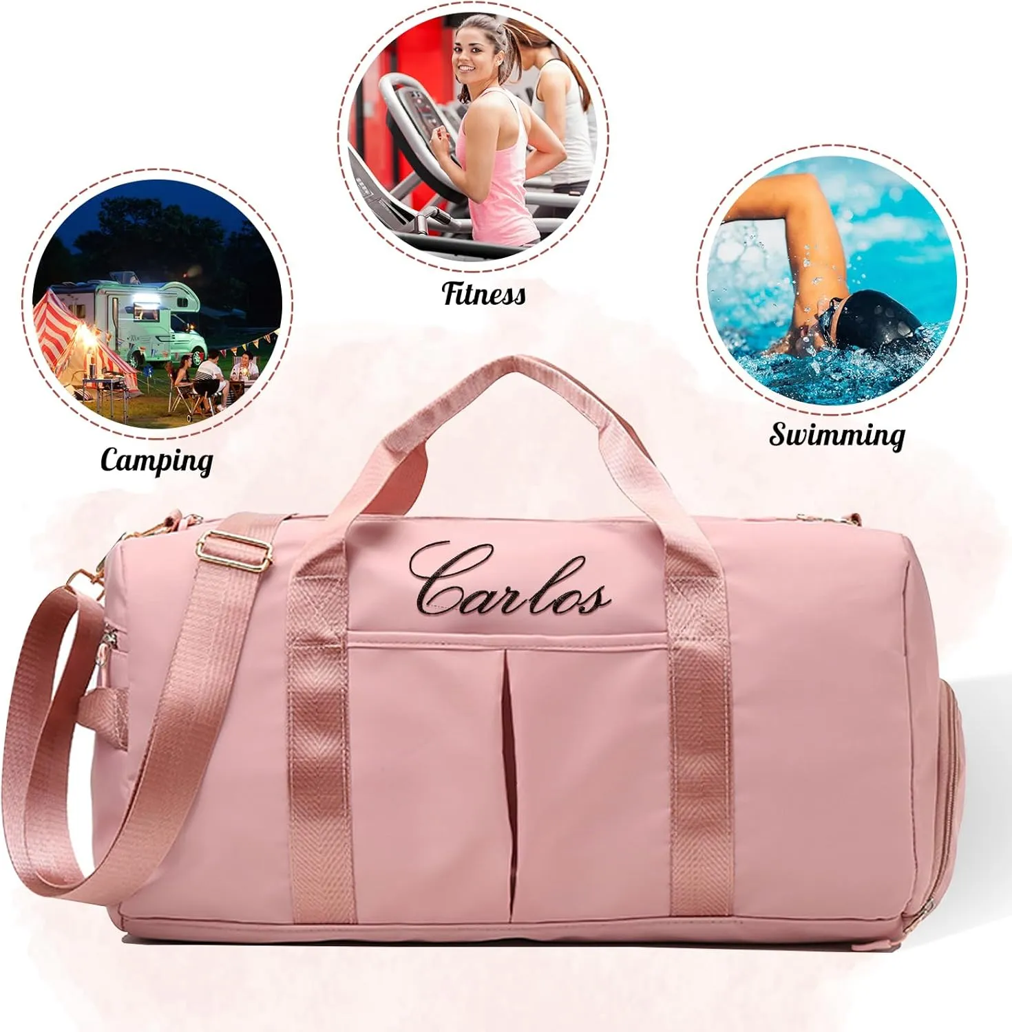 Personalized Sport Duffel Bag Custom Name Embroidered - Sport Duffel Bag Dry Wet Separated Gym Bag Weekender Bag, Travel Bag with Wet Dry Pockets & Shoe Compartment