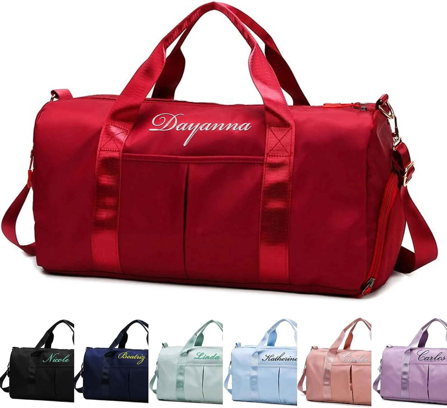 Personalized Sport Duffel Bag Custom Name Embroidered - Sport Duffel Bag Dry Wet Separated Gym Bag Weekender Bag, Travel Bag with Wet Dry Pockets & Shoe Compartment