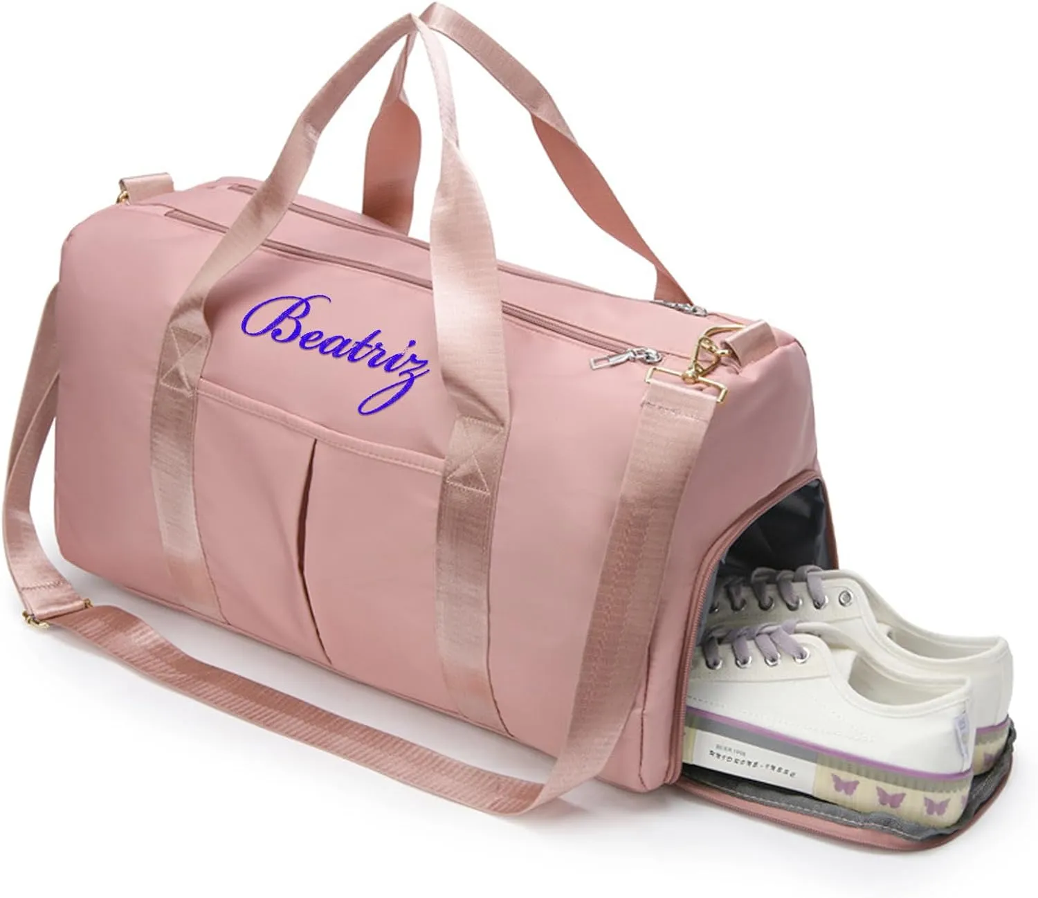 Personalized Sport Duffel Bag Custom Name Embroidered - Sport Duffel Bag Dry Wet Separated Gym Bag Weekender Bag, Travel Bag with Wet Dry Pockets & Shoe Compartment