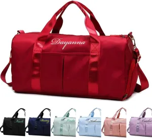 Personalized Sport Duffel Bag Custom Name Embroidered - Sport Duffel Bag Dry Wet Separated Gym Bag Weekender Bag, Travel Bag with Wet Dry Pockets & Shoe Compartment
