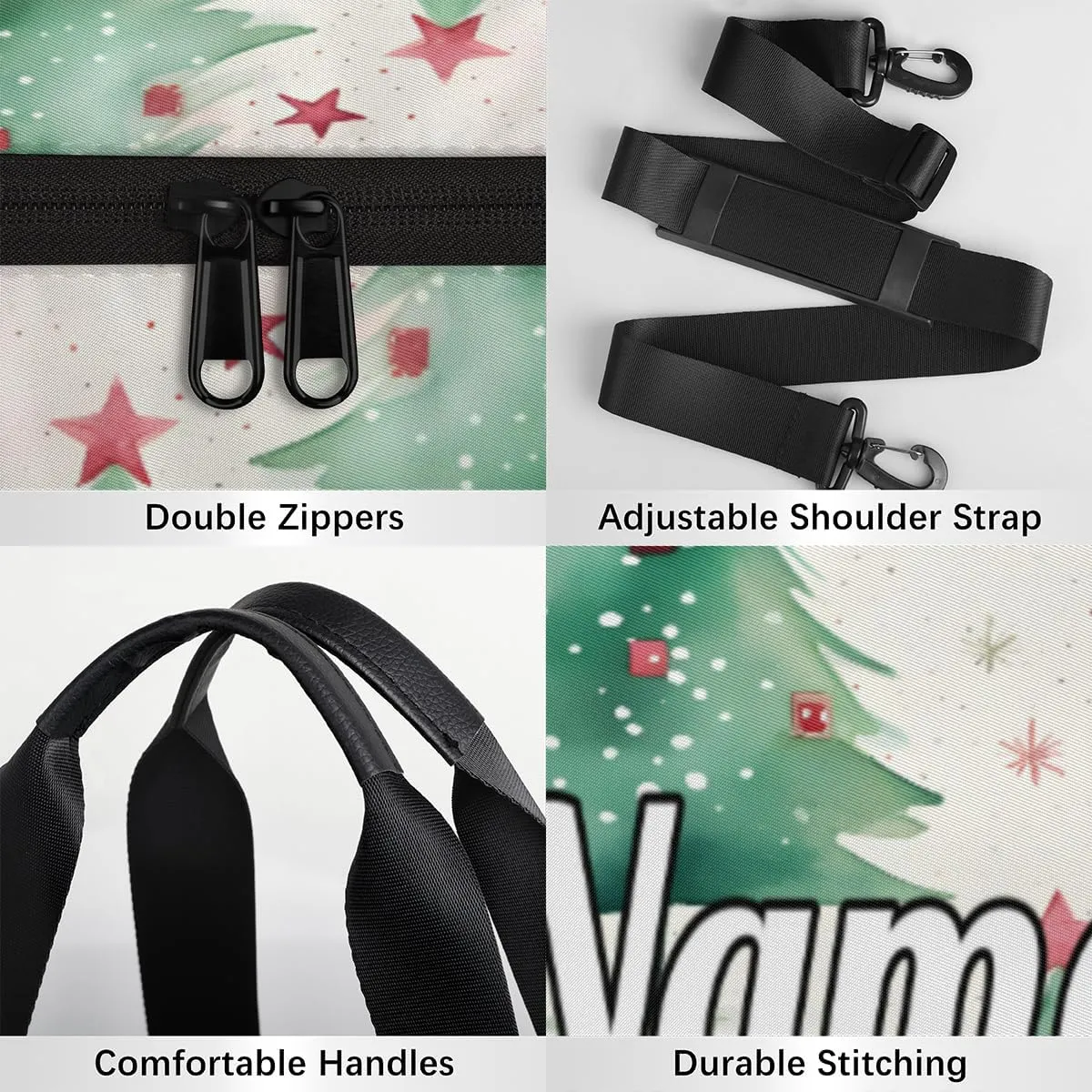 Personalized Sport Gym Bag Dance Duffle Ballet Bag Overnight Travel Sleepover Bags Swimming Hiking Camping, Christmas Xmas Tree