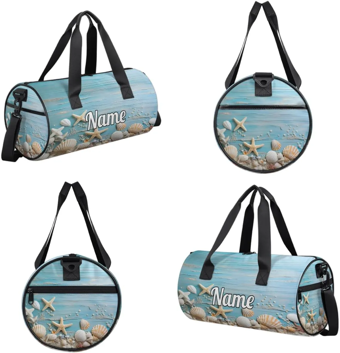 Personalized Sport Gym Bag Dance Duffle Ballet Bag Overnight Travel Sleepover Bags Swimming Hiking Camping, Ocean Themed Starfish