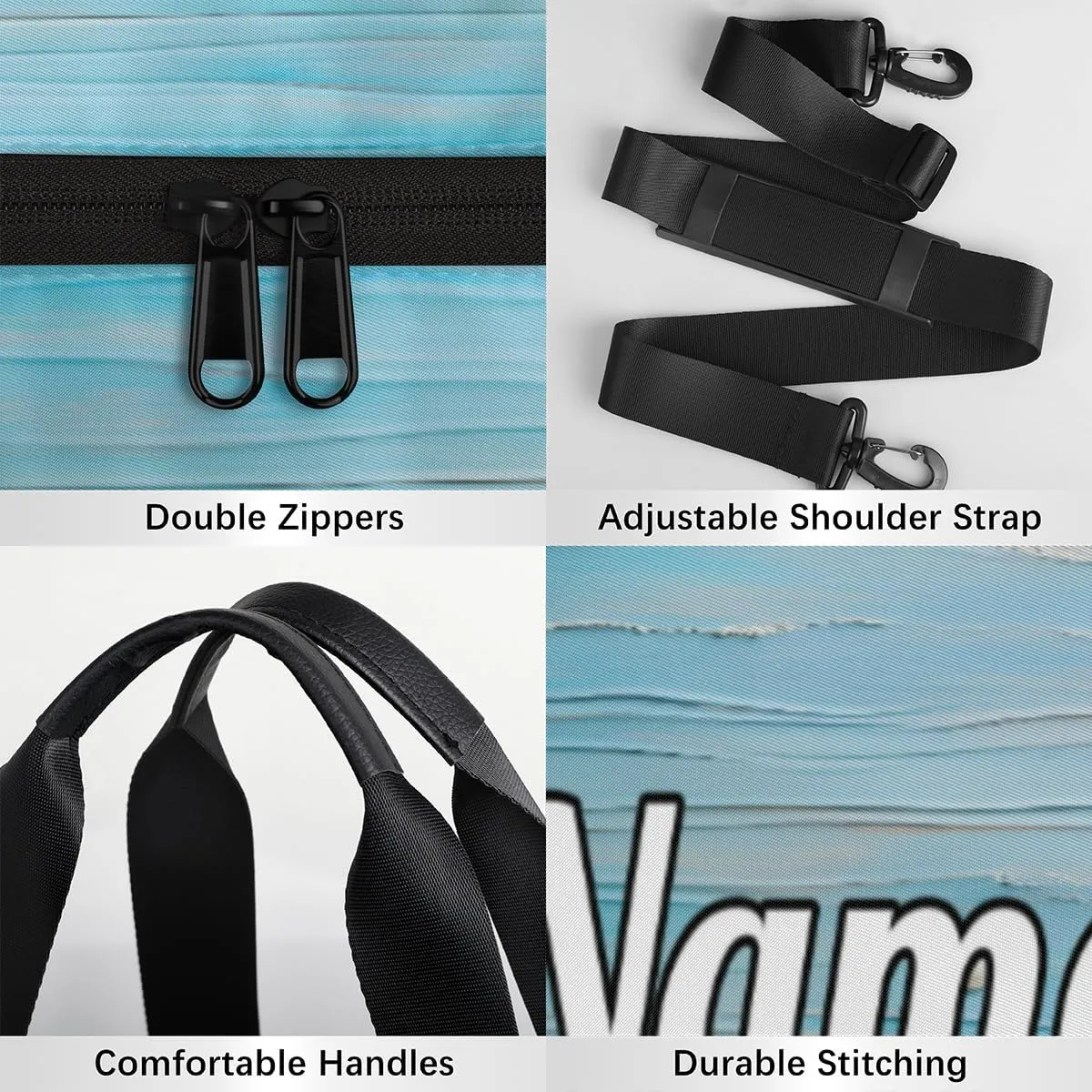 Personalized Sport Gym Bag Dance Duffle Ballet Bag Overnight Travel Sleepover Bags Swimming Hiking Camping, Ocean Themed Starfish