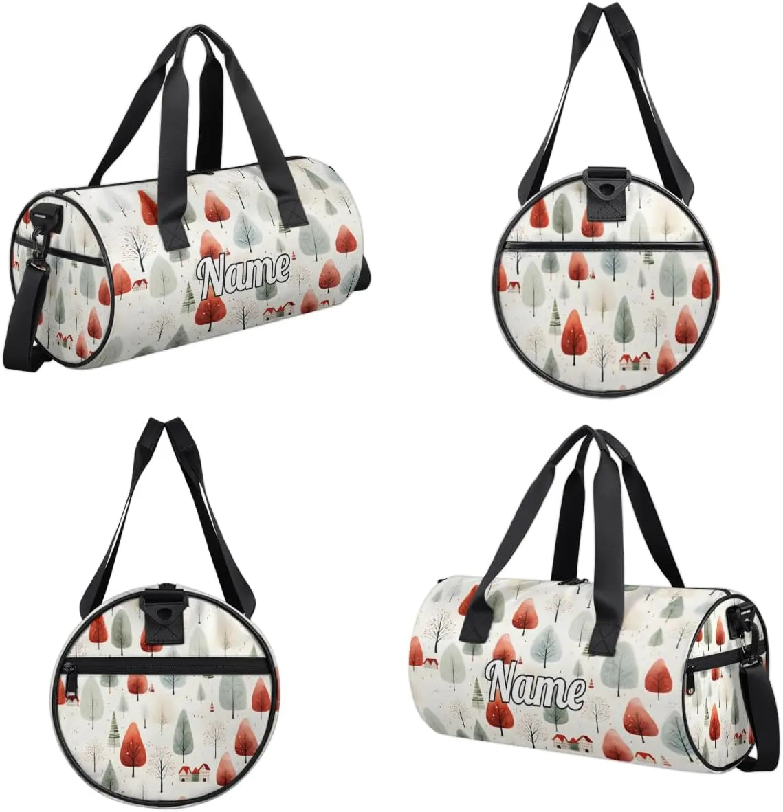 Personalized Sport Gym Bag Dance Duffle Ballet Bag Overnight Travel Sleepover Bags Swimming Hiking Camping, Watercolor Christmas Tree