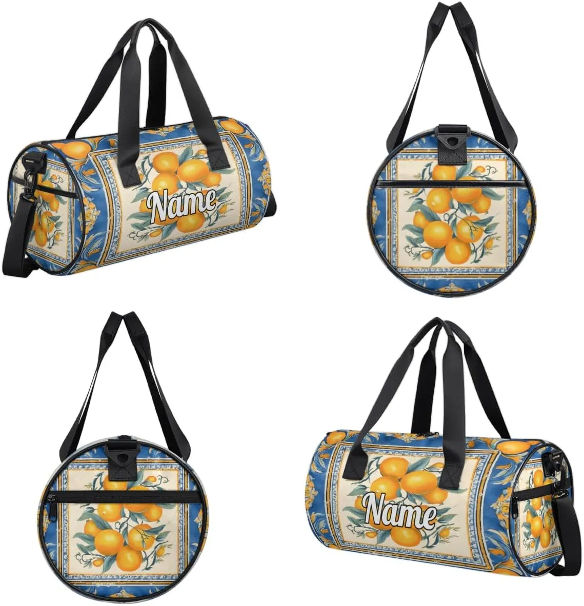Personalized Sport Gym Bag Dance Duffle Ballet Bag Overnight Travel Sleepover Bags Swimming Hiking Camping, Yellow Lemon
