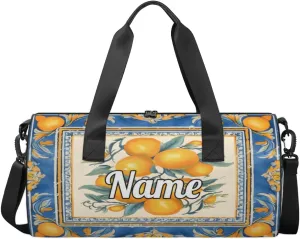 Personalized Sport Gym Bag Dance Duffle Ballet Bag Overnight Travel Sleepover Bags Swimming Hiking Camping, Yellow Lemon
