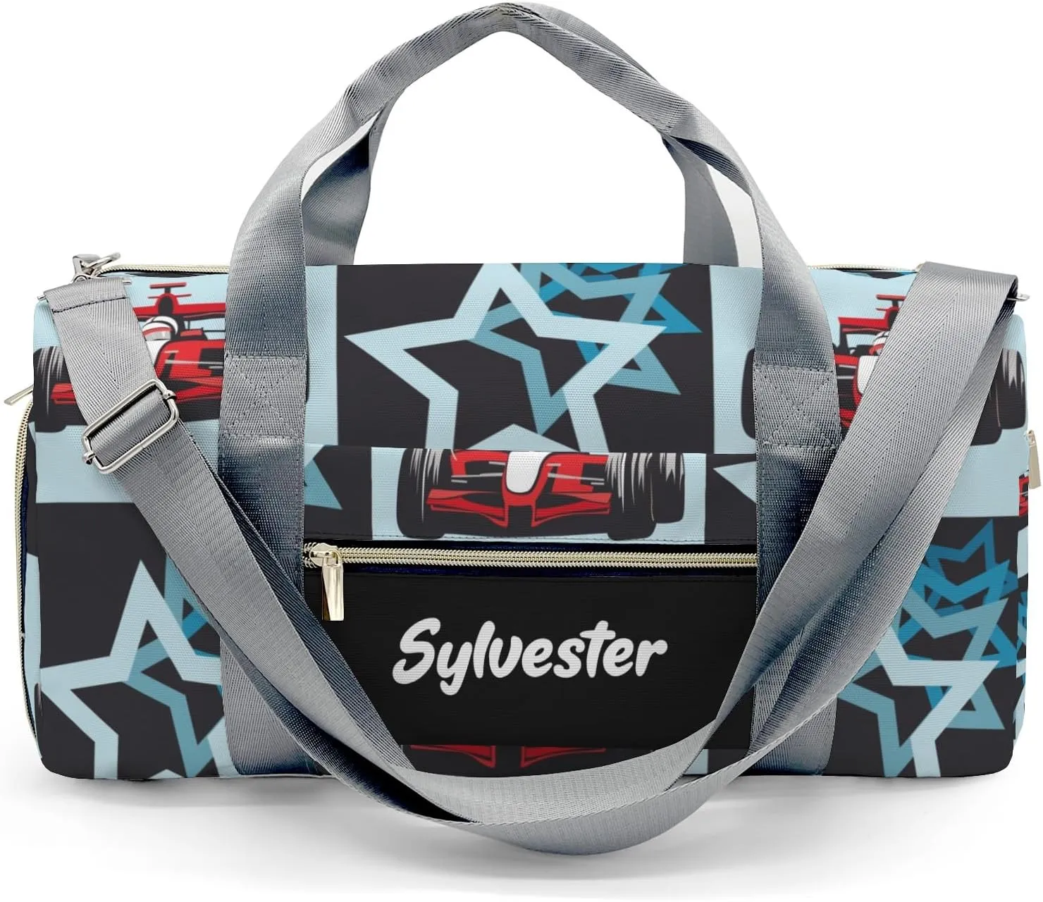Personalized Stars and Race Car Custom Multi-functional Travel Bag, Unisex Portable Duffel Bag, Short Distance Travel Assistant