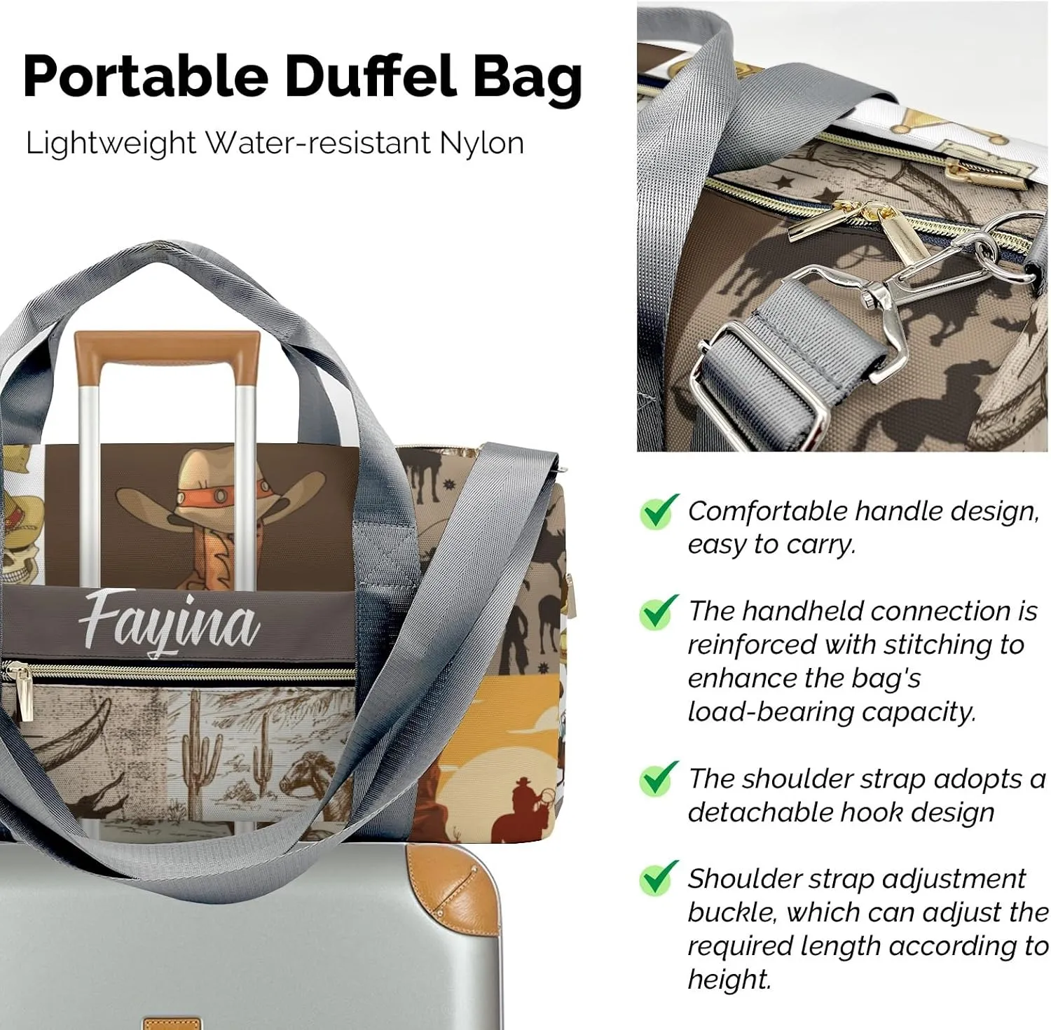 Personalized Vintage Cowboy Western Life Custom Multi-functional Travel Bag, Unisex Portable Duffel Bag, Short Distance Travel Assistant
