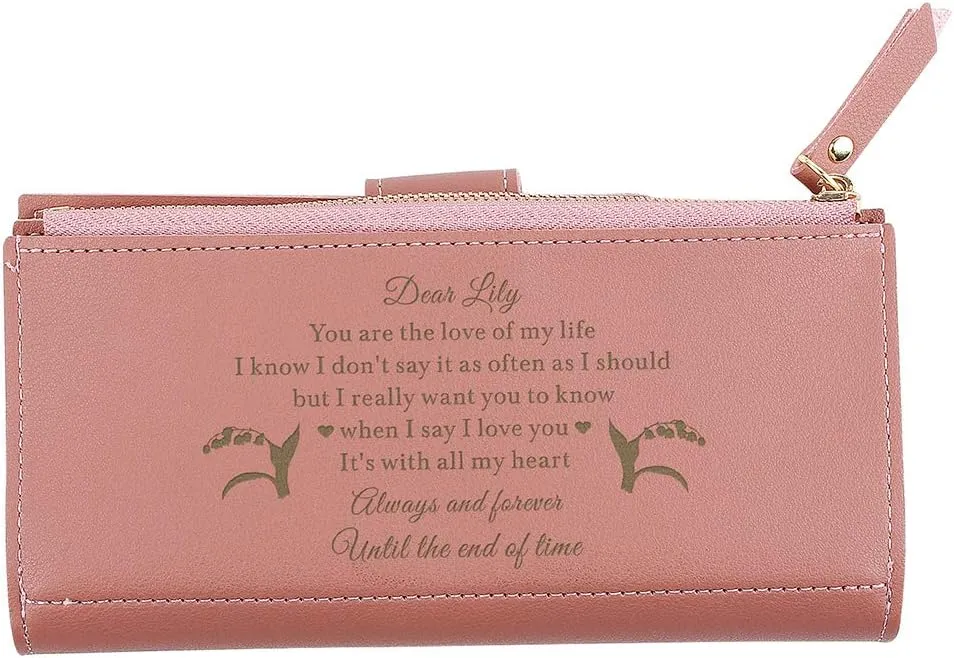 Personalized Wallets for women Engraved Leather Wallet Credit Card Clutch Long Wallet for Mom, Wife, Friends, Sister, Daughter at Birthday, Anniversary, Mother's Day, Thanksgiving, Christmas