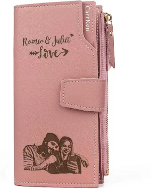 Personalized Wallets for women Engraved Leather Wallet Credit Card Clutch Long Wallet for Mom, Wife, Friends, Sister, Daughter at Birthday, Anniversary, Mother's Day, Thanksgiving, Christmas