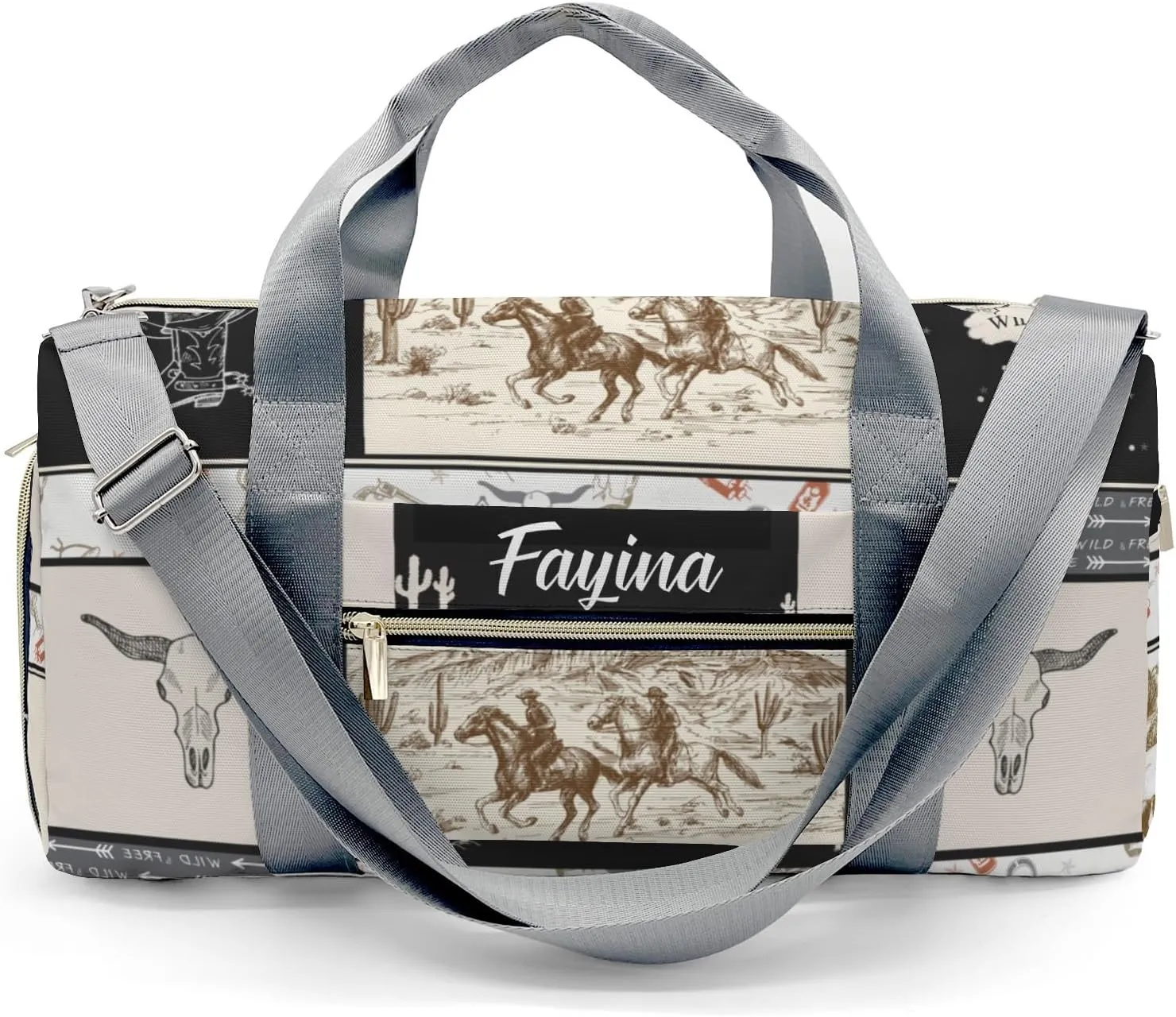 Personalized Wild Cowboy Retro Custom Multi-functional Travel Bag, Unisex Portable Duffel Bag, Short Distance Travel Assistant