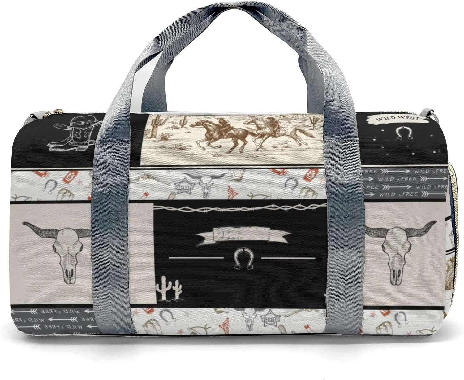 Personalized Wild Cowboy Retro Custom Multi-functional Travel Bag, Unisex Portable Duffel Bag, Short Distance Travel Assistant