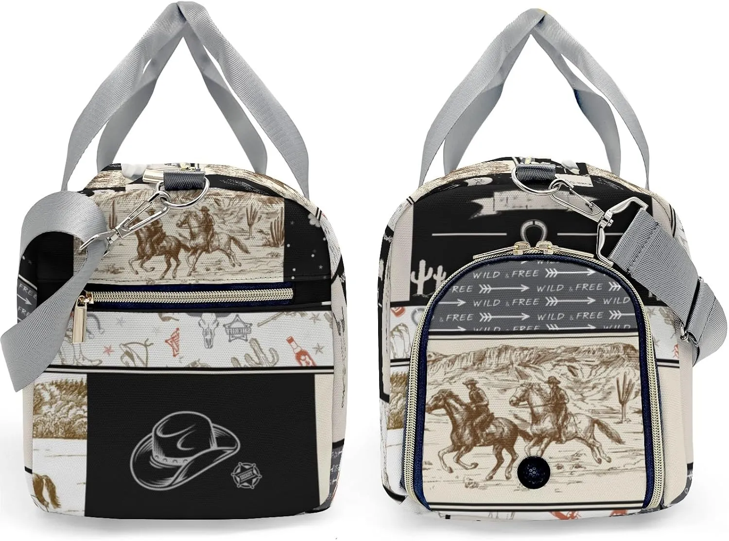 Personalized Wild Cowboy Retro Custom Multi-functional Travel Bag, Unisex Portable Duffel Bag, Short Distance Travel Assistant