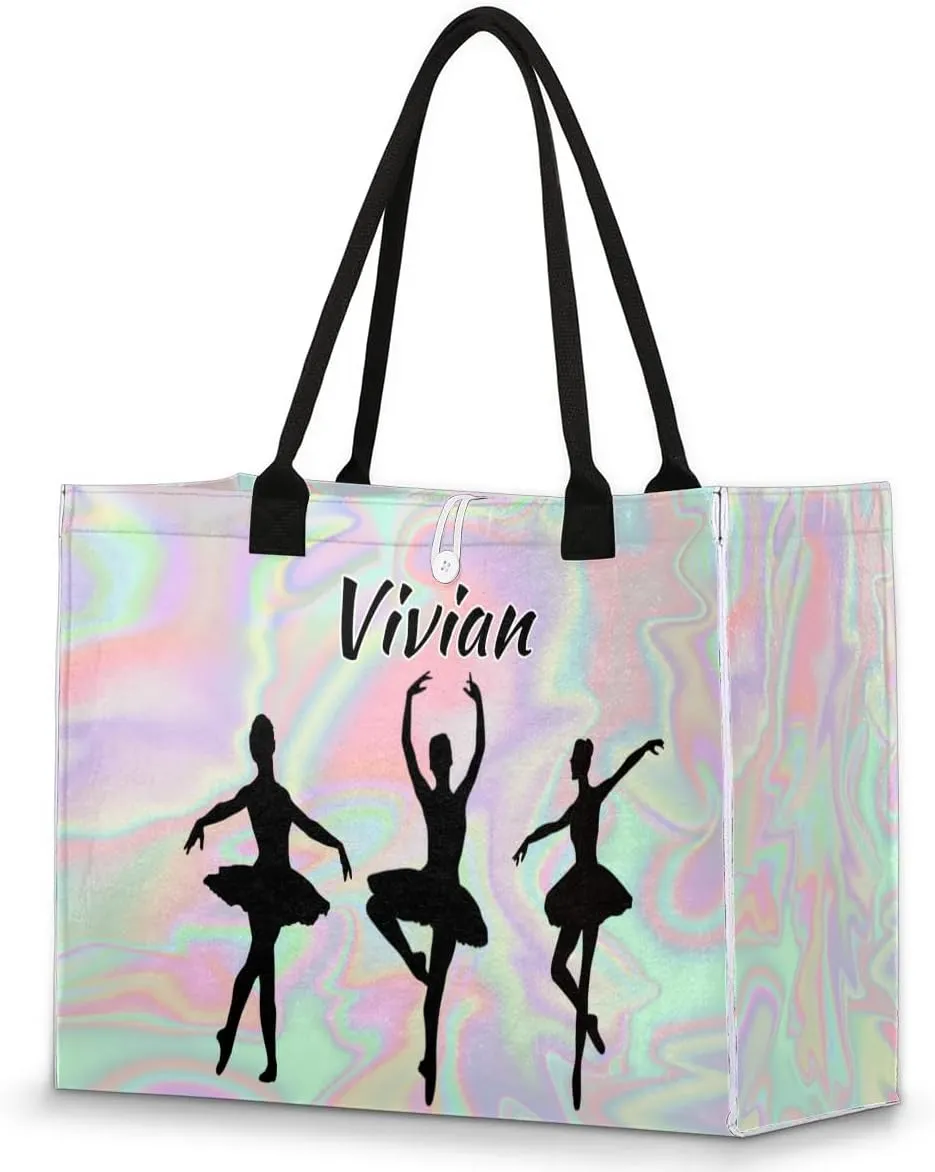 Personalized Women Casual Tote Bag Name, Customized Large Capacity Beach Shoulder Shopping Bag for Travel Daily Work