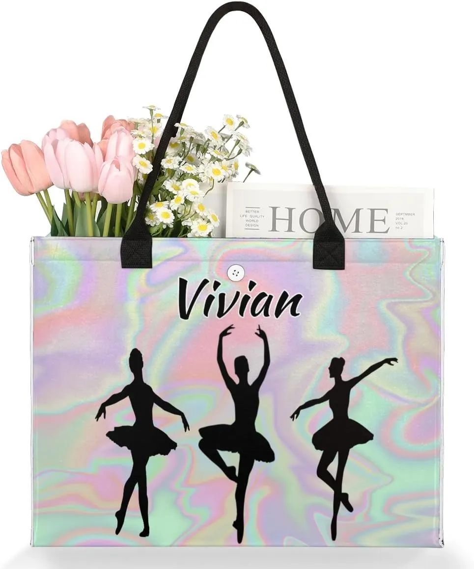 Personalized Women Casual Tote Bag Name, Customized Large Capacity Beach Shoulder Shopping Bag for Travel Daily Work