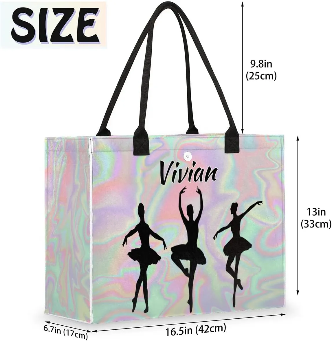Personalized Women Casual Tote Bag Name, Customized Large Capacity Beach Shoulder Shopping Bag for Travel Daily Work