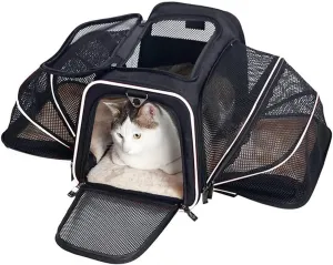 Pet Backpack Portable Breathable Foldable Shoulder Bag Cat and Dog Backpack Travel Pet Handbag Transport Bag(White,S)